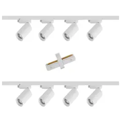 MEGABRIGHT - Lámpara 8 Focos Blancos Luz Neutra con 2 Riel de 1 mt más Unión