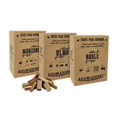 GENERICO - Pack de 3 cajas de 1kg de Chips de Madera para Ahumar