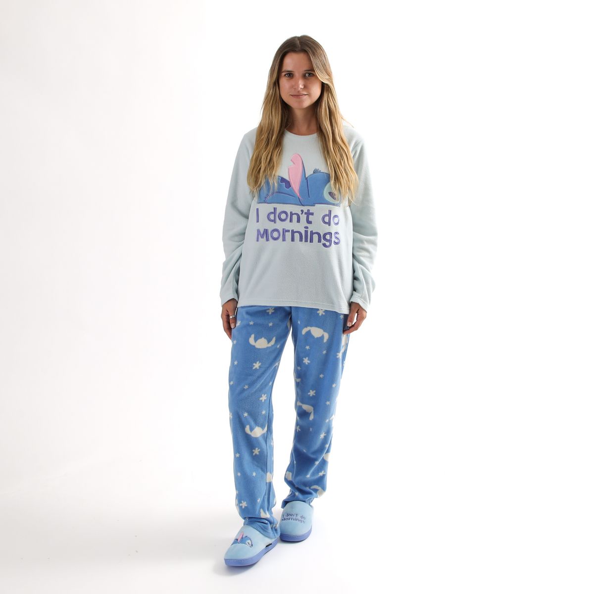 DISNEY - Pijama Polar Mujer Lilo & Stitch Morning Celeste Disney