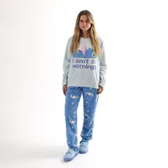 DISNEY - Pijama Polar Mujer Lilo & Stitch Morning Celeste
