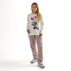 DISNEY - Pijama Polar Mujer Minnie Posando Gris