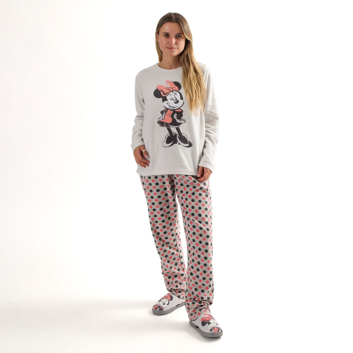 DISNEY - Pijama Polar Mujer Minnie Posando Gris Disney