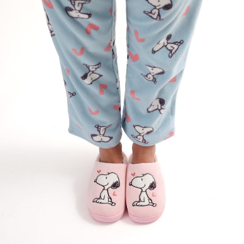 SNOOPY - Pantufla Mujer Corazones Rosado Snoopy