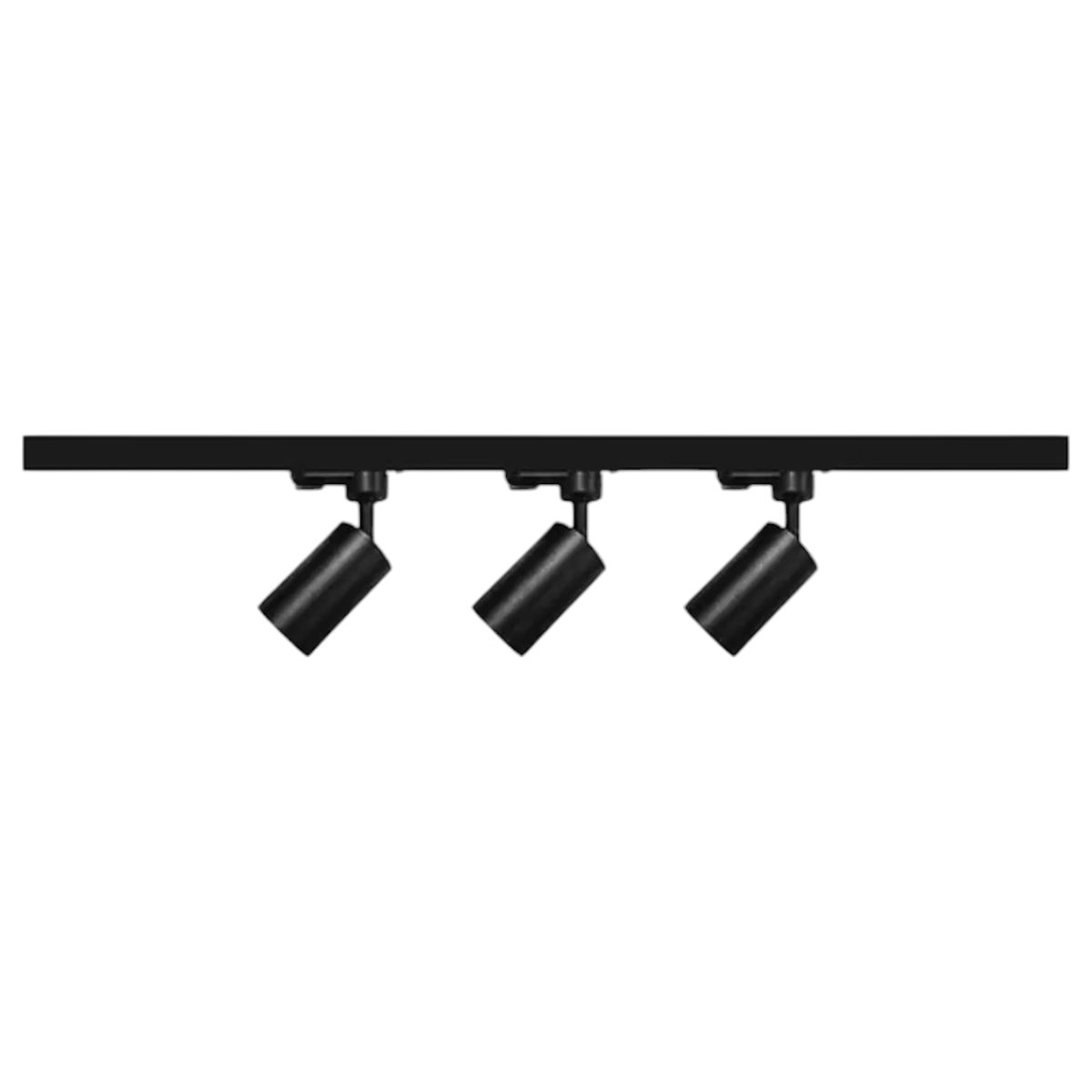 WANT - Lámpara 3 Focos Negros Luz Fría con Riel de 1 metro
