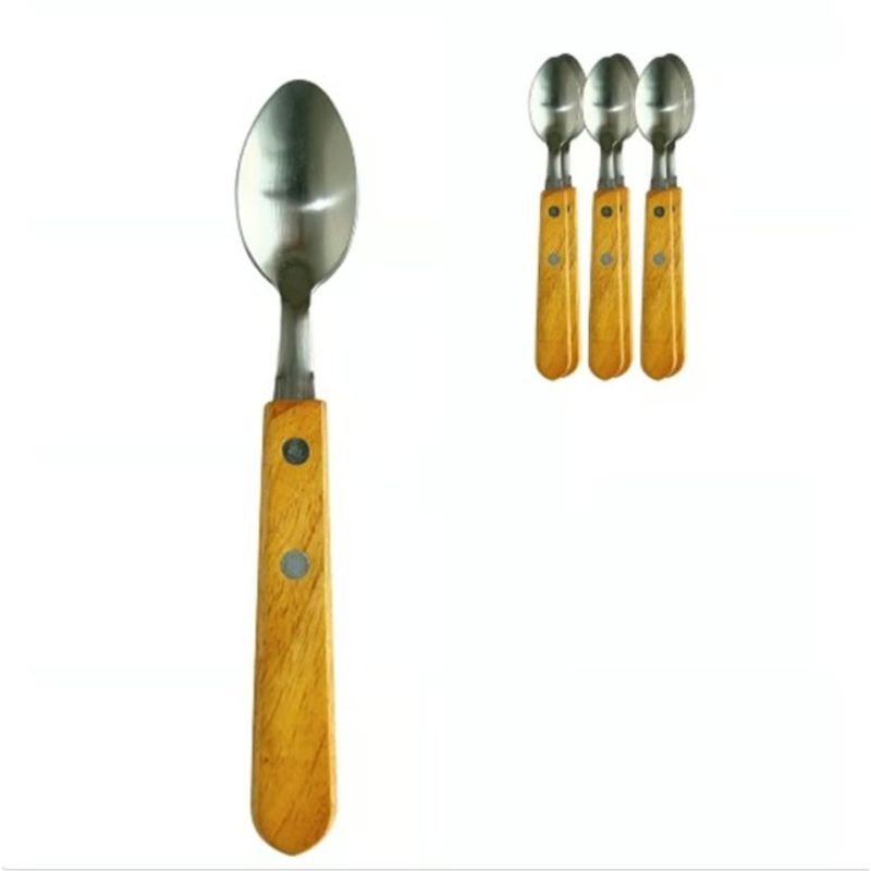 GENERICO - Cucharas De Te Acero Inoxidable Y Madera Set 12