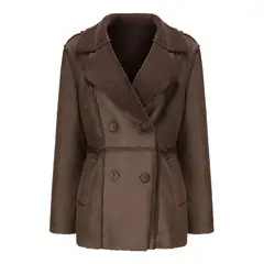 TIOZONEY - Abriigo de PU acolchada para mujer - Café