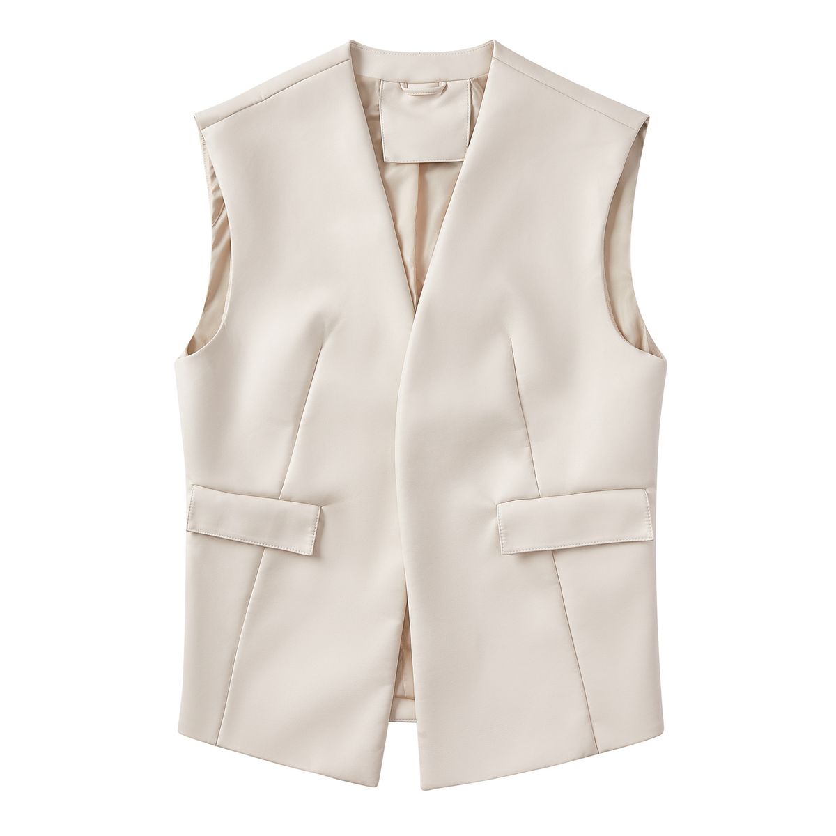 TIOZONEY - Gillet de PU para mujer - Blanco