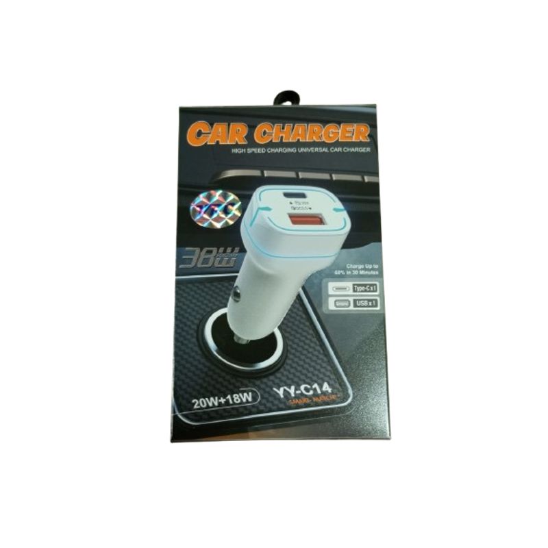 GENERICO - Cargador rapida autos USB y Tipo C 38w solo negro