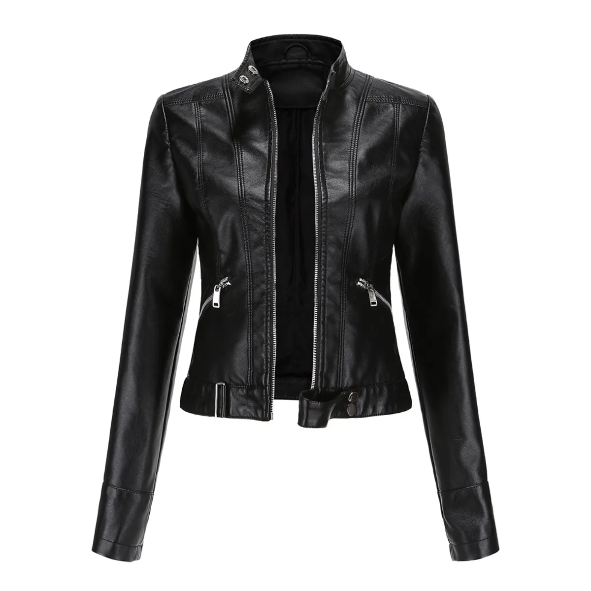 TIOZONEY - Chaqueta de PU para mujer - Negro
