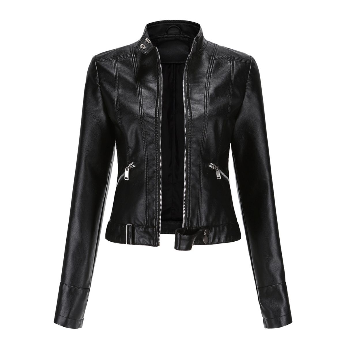 TIOZONEY - Chaqueta de PU para mujer - Negro