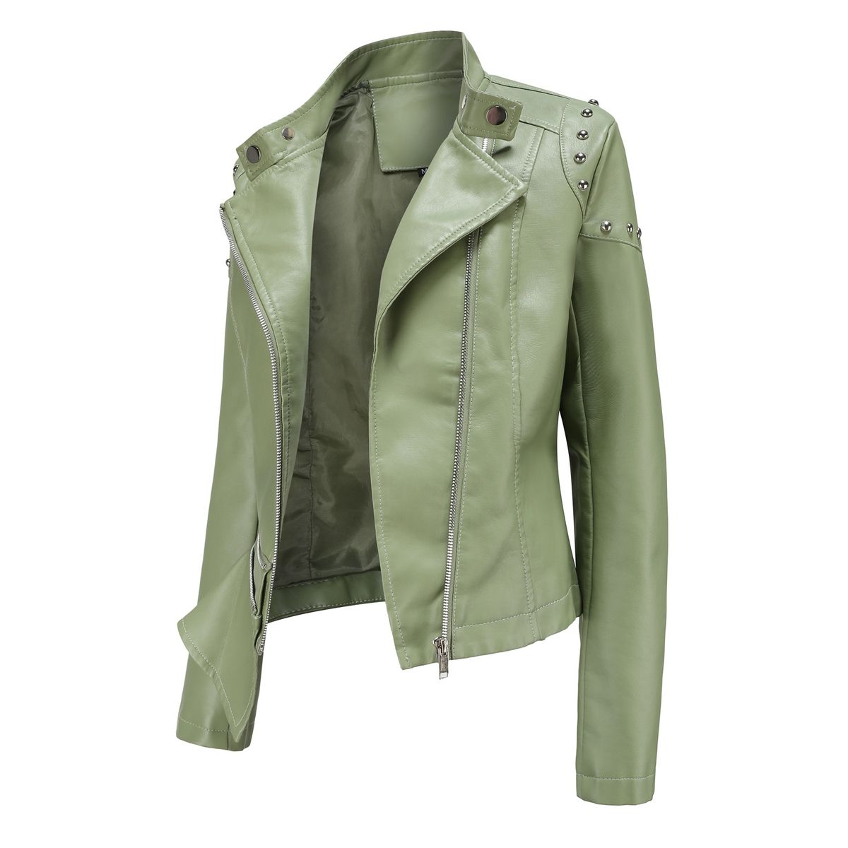 TIOZONEY - Chaqueta de PU para mujer - Verde