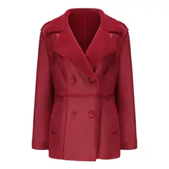 TIOZONEY - Abriigo de PU acolchada para mujer - Rojo
