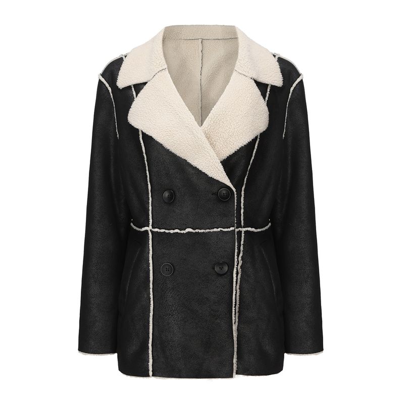 TIOZONEY - Abriigo de PU acolchada para mujer - Negro
