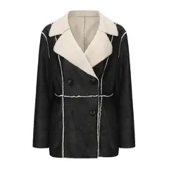 TIOZONEY - Abriigo de PU acolchada para mujer - Negro