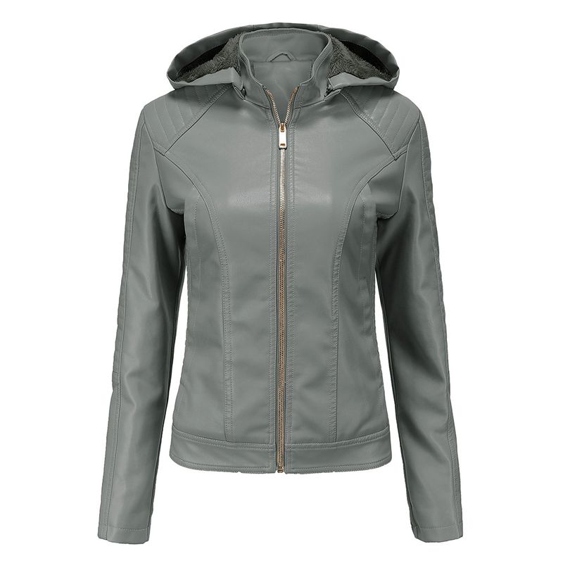 TIOZONEY - Chaqueta de PU para mujer PU cálida para mujer - Verde