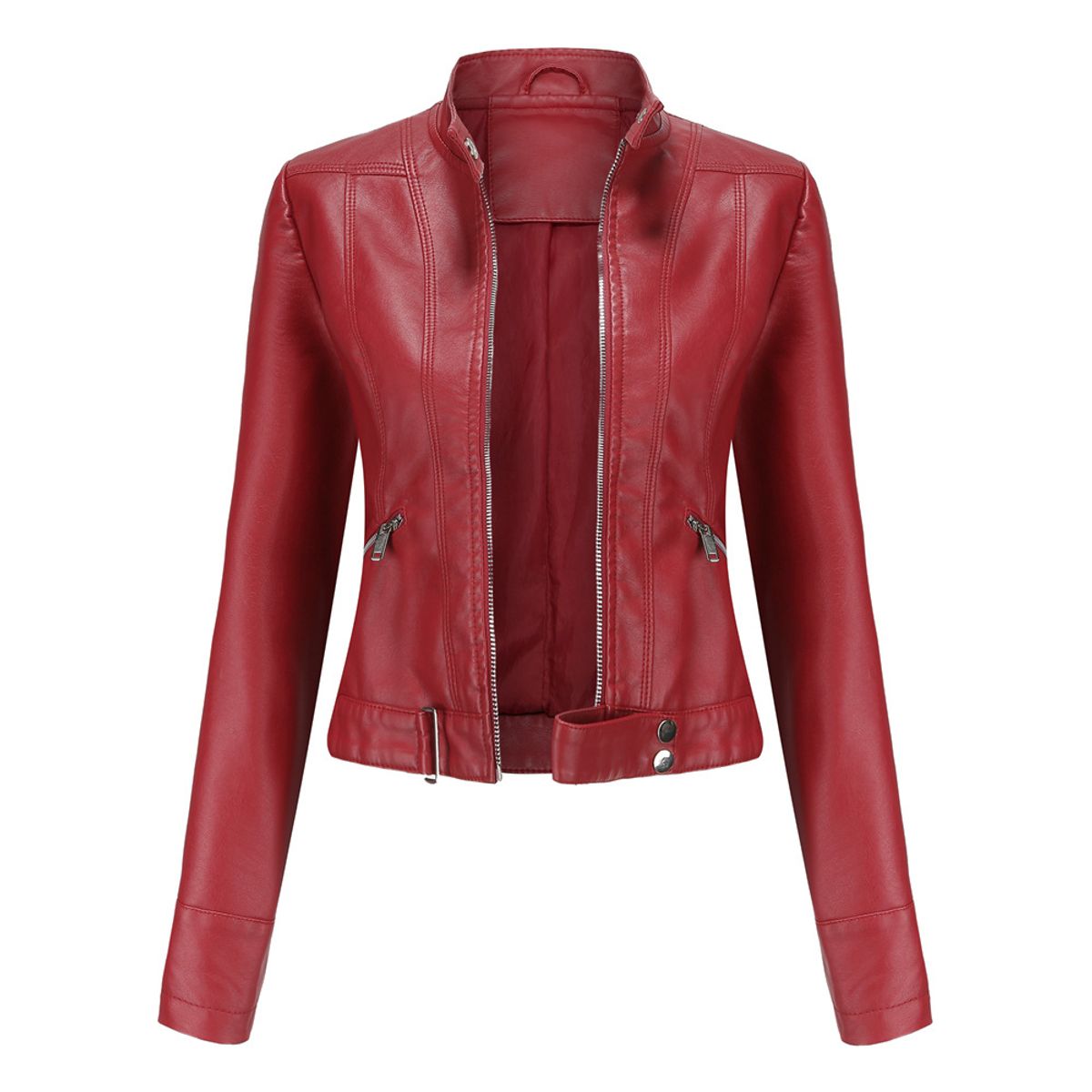 TIOZONEY - Chaqueta de PU para mujer - Rojo