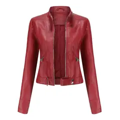 TIOZONEY - Chaqueta de PU para mujer - Rojo