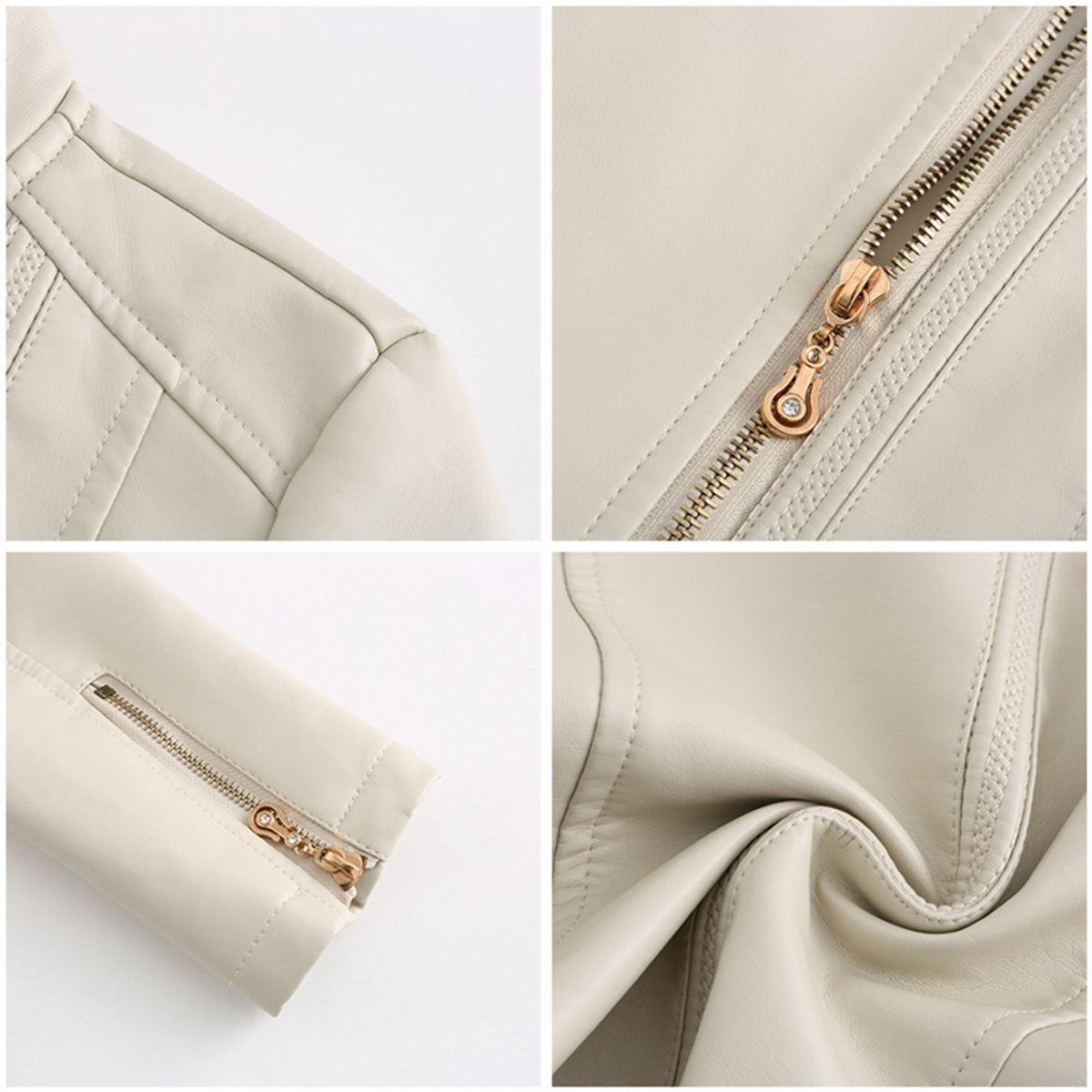 TIOZONEY - Chaqueta de PU  PU  para mujer - Beige