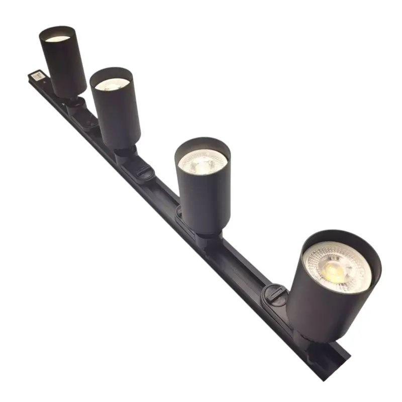 WANT - Lámpara 4 Focos Negros Luz Fría con Riel de 1 metro
