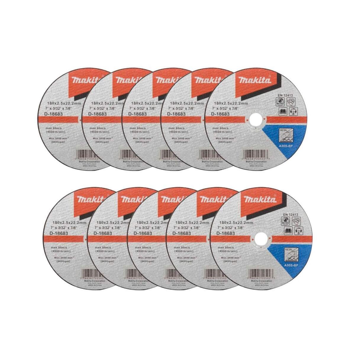 MAKITA - Pack 10 Discos de corte Metal 7" Makita D-18683