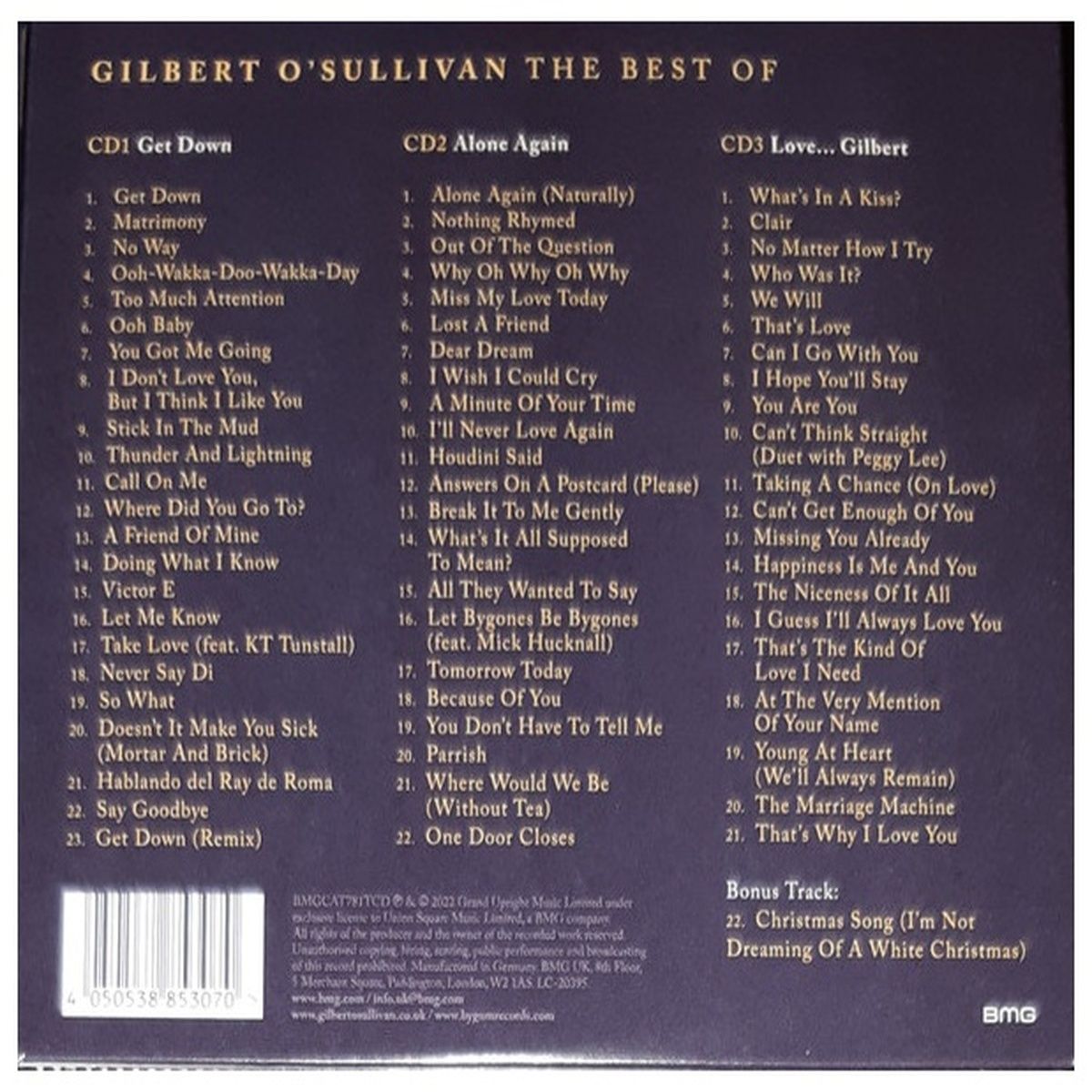 HITWAY MUSIC - GILBERT OSULLIVAN - BEST OF 3CD - CD