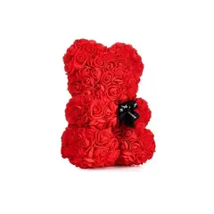 GENERICO - Oso de Flores Artificiales Osito de Rosas Rojo