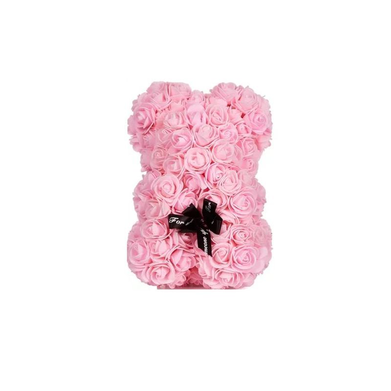 GENERICO - Oso de Flores Artificiales Osito de Rosas Rosado