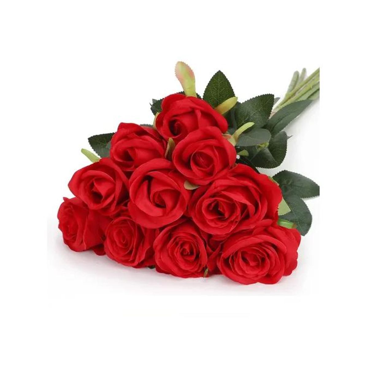 GENERICO - Pack de 12 Rosas Artificiales de Terciopelo en Color Rojo