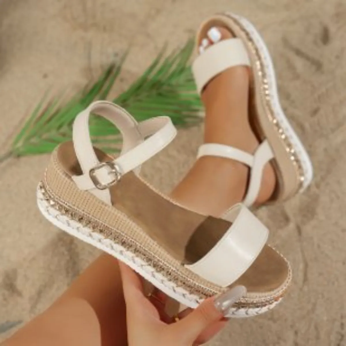 TIOZONEY - Sandalia Mujer -Blanco