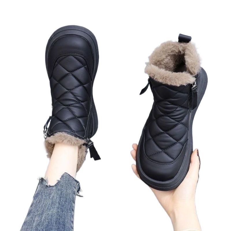 TIOZONEY - Botas de nieve cortas de felpa para mujer