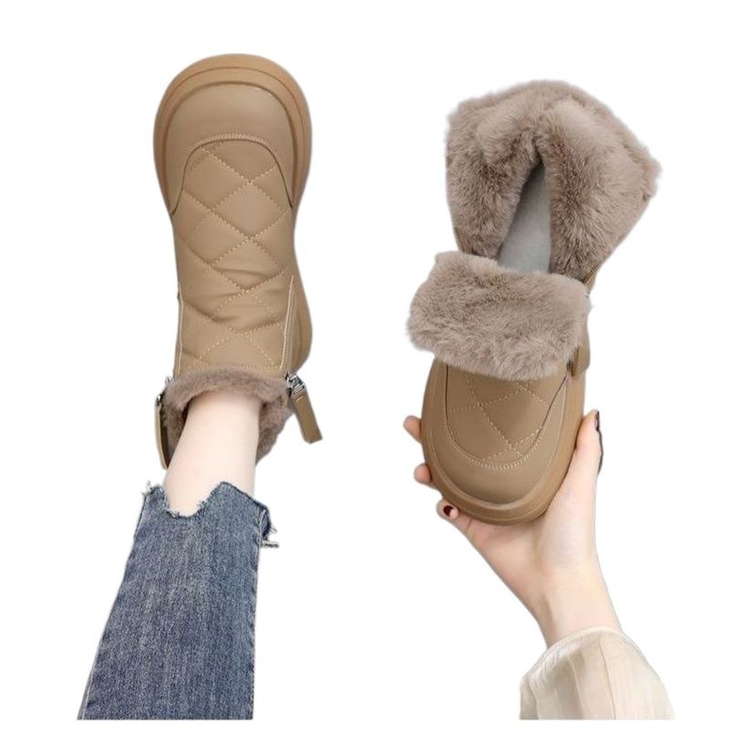 TIOZONEY - Botas de nieve cortas de felpa para mujer