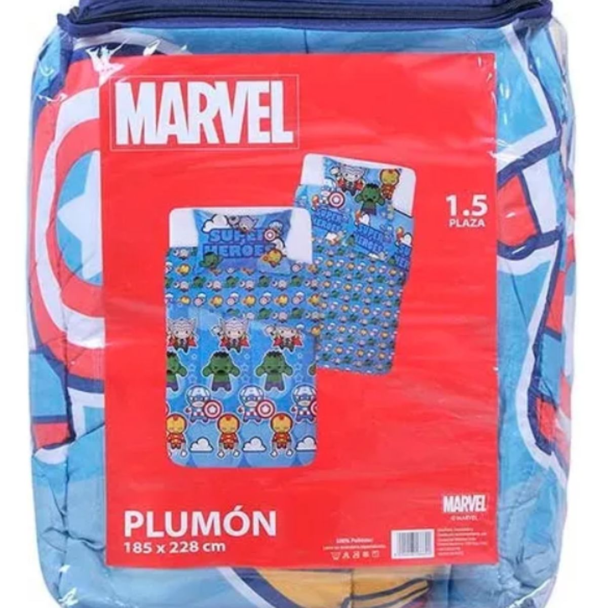 MASHINI - Plumón Infantil Disney  Apto 1 PL Y 1.5 PL  avenger kawai