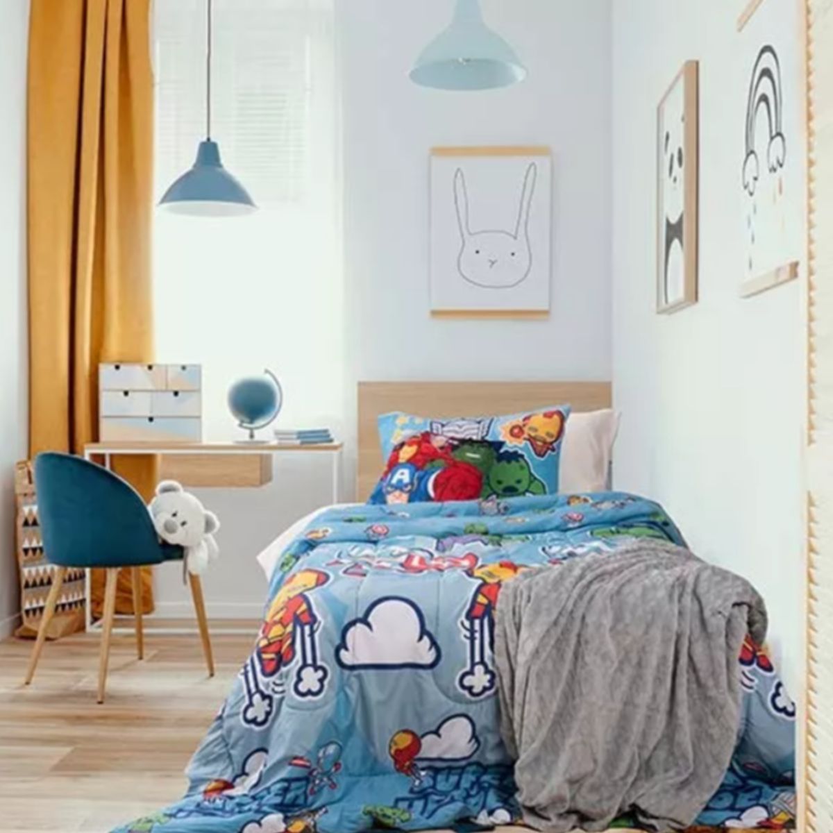 MASHINI - Plumón Infantil Disney  Apto 1 PL Y 1.5 PL  avenger kawai