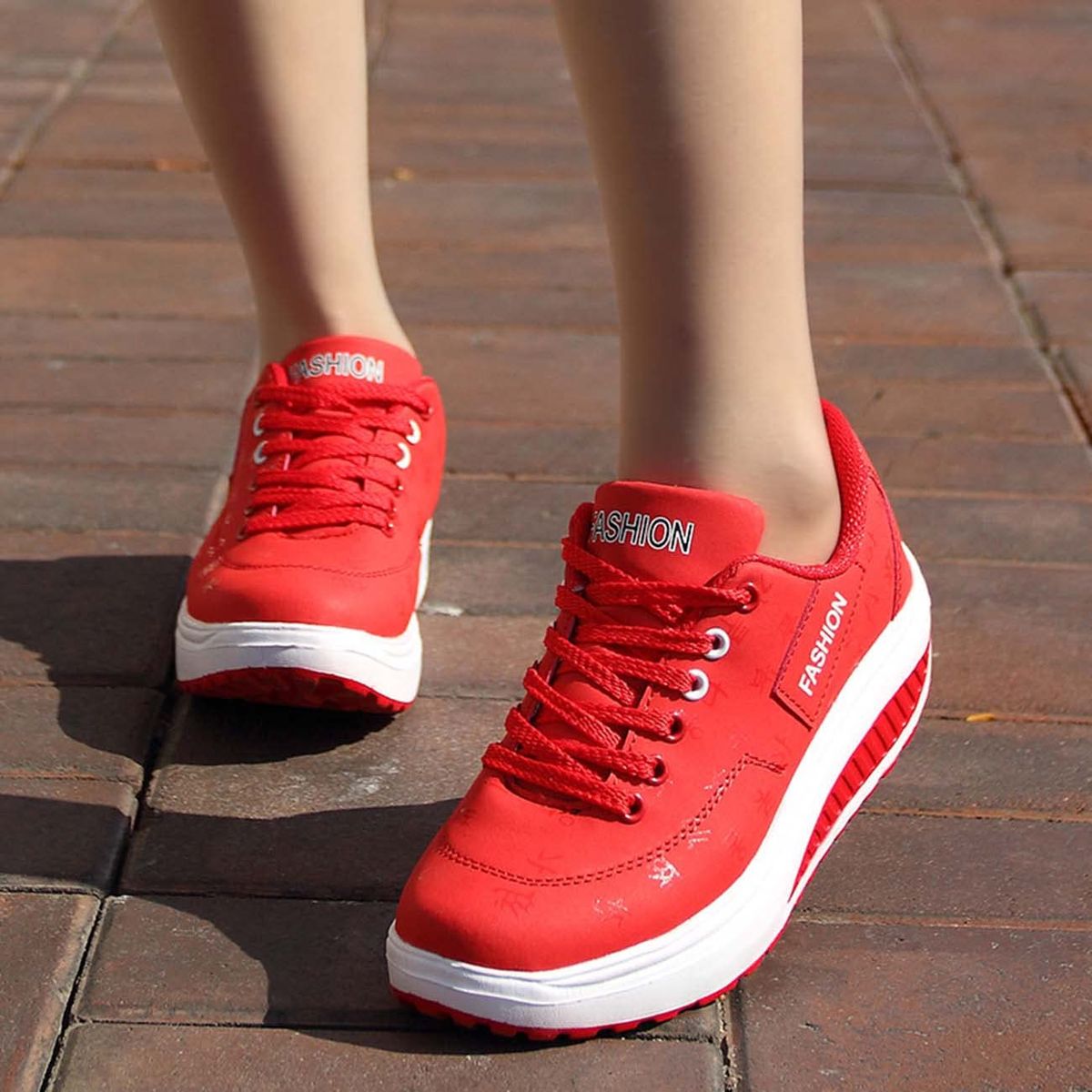 TIOZONEY - Zapatillas casuales para Mujer - Rojo.