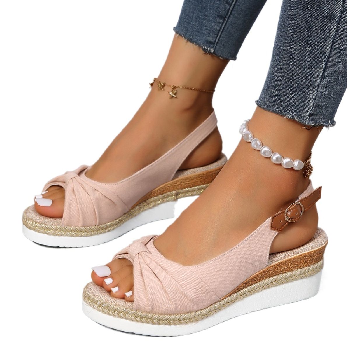 TIOZONEY - Sandalia Mujer -Rosa.