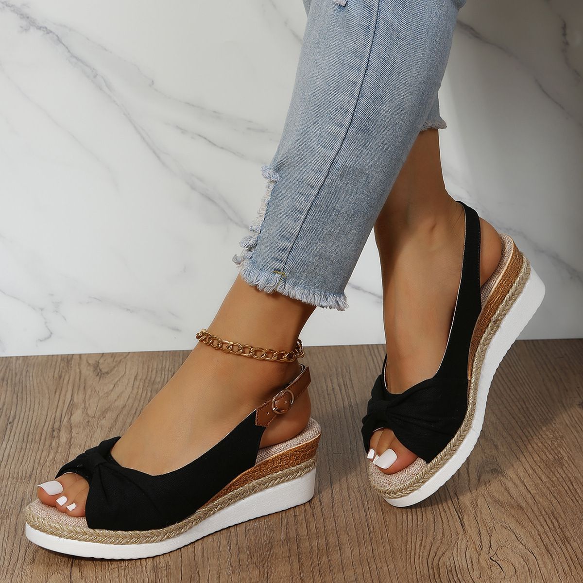 TIOZONEY - Sandalia Mujer -Negro