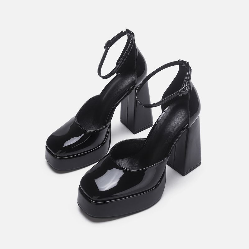 TIOZONEY - Zapatos de tacón negro para mujer.