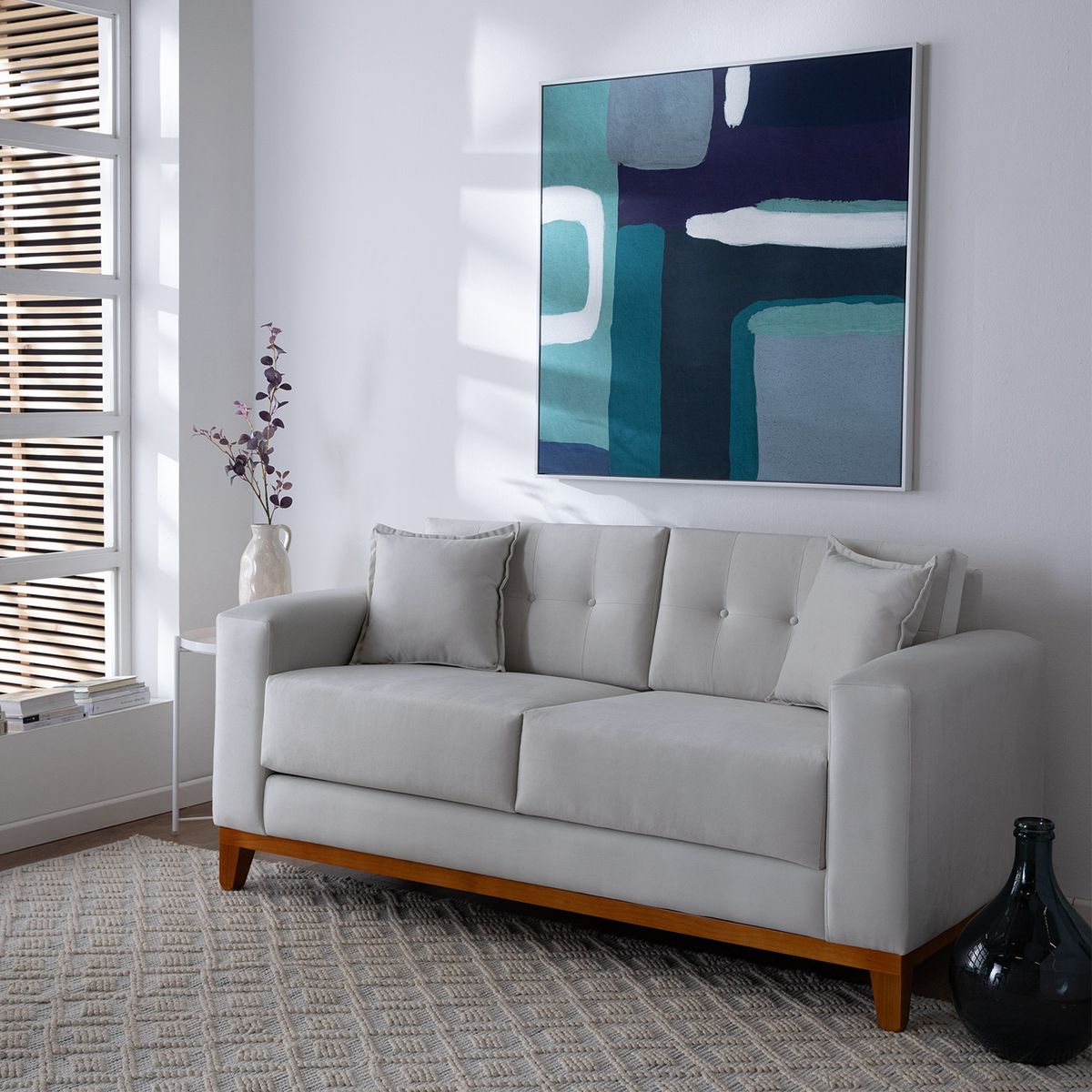 GENERICO - Sofá Milán 2 Cuerpos Crudo Felpa