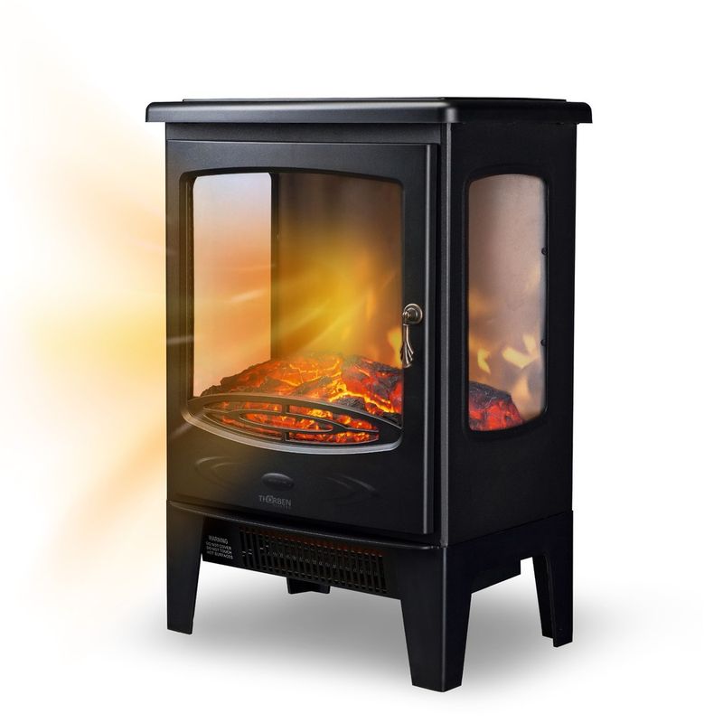 THORBEN - Chimenea Electrica 2 Potencias 1800W Thor FirePlace 3D Negro