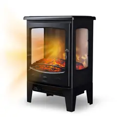 THORBEN - Chimenea Electrica 2 Potencias 1800W Thor FirePlace 3D Negro