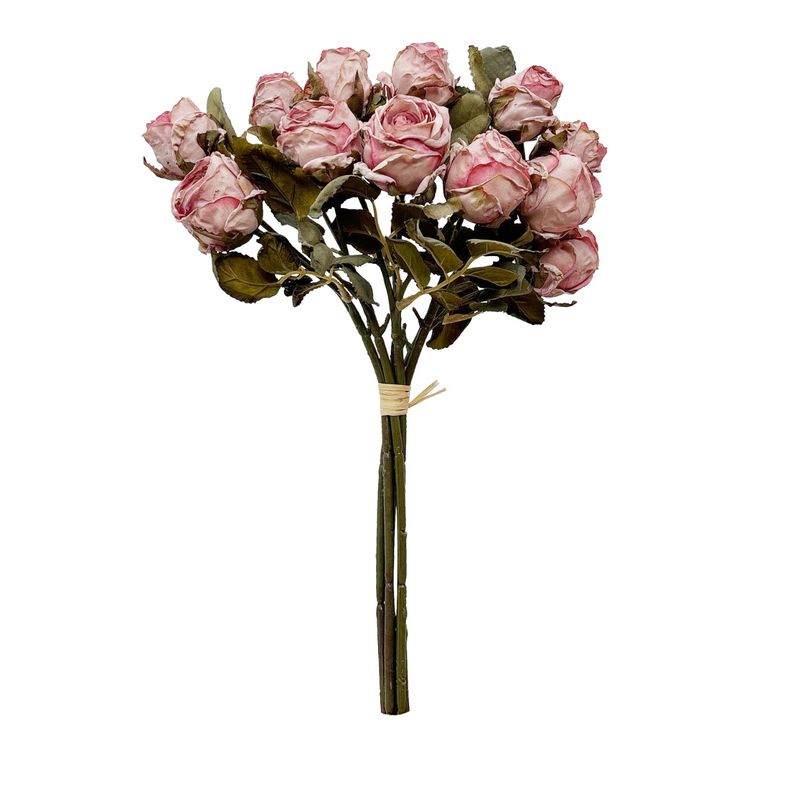 VADELL - RAMO DE ROSAS ENVEJECIDAS ROSADAS 33CM