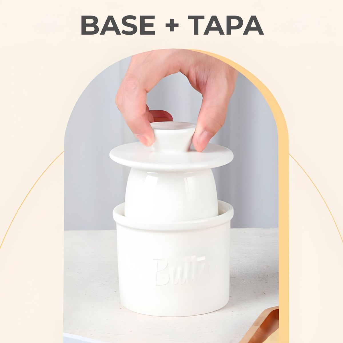 GENERICO - Mantequillera Francesa De Porcelana Resistente Blanco