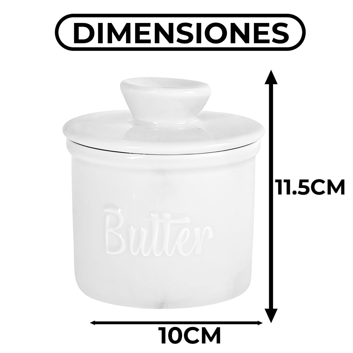 GENERICO - Mantequillera Francesa De Porcelana Resistente Blanco