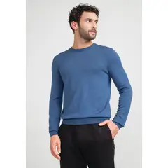 PERRY ELLIS - Sweater Hombre Cuello Redondo Azul Piedra