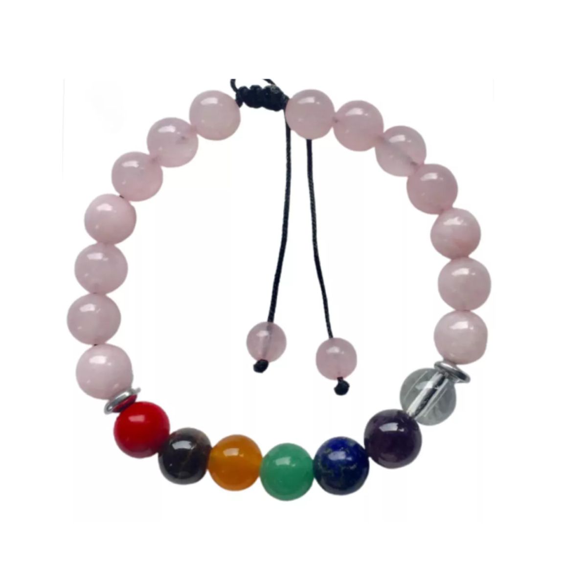 GENERICO - Pulsera Piedras Con 7 Chakras Hilo Negro Ajustable Unisex