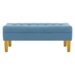 BODEVIR - Banqueta Wood 2C Felpa 01 Azul Petroleo