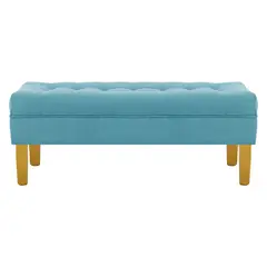BODEVIR - Banqueta Wood 2C Felpa 01 Turquesa