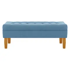 BODEVIR - Banqueta Wood 2C Felpa 04 Azul Petroleo