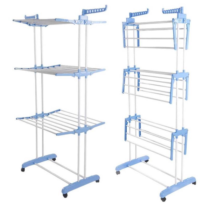 GENERICO - Tendedero Perchero de Ropa Torre 3 Niveles Plegable