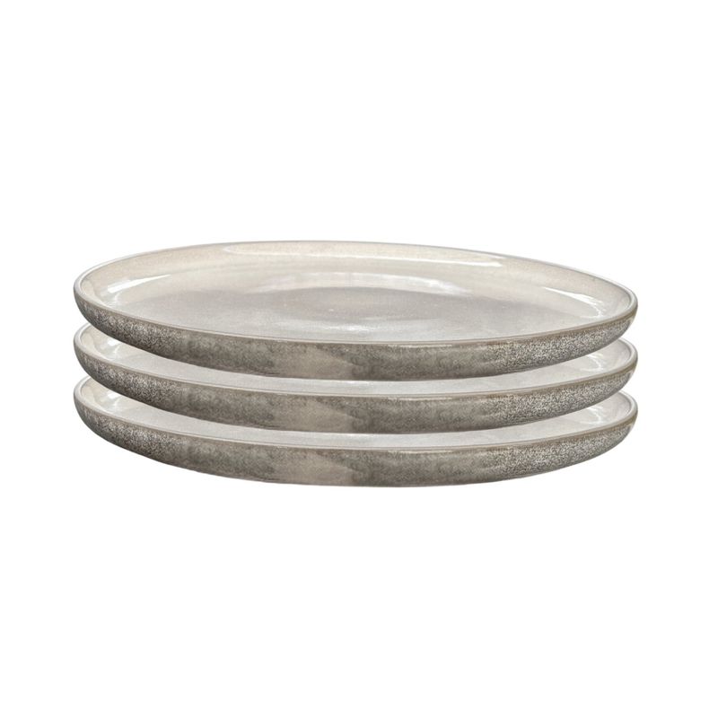 GENERICO - Set de 3 Platos de Cerámica Grises - 21 cm